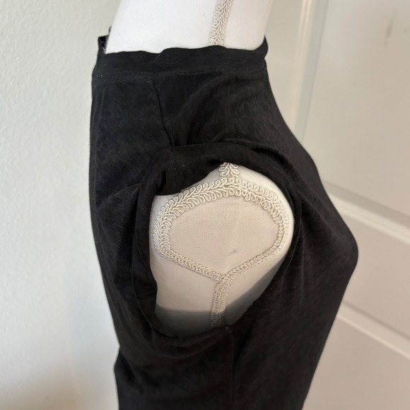 AllSaints Black Pleated Hip Mini T-Shirt Dress Small - Picture 4 of 7